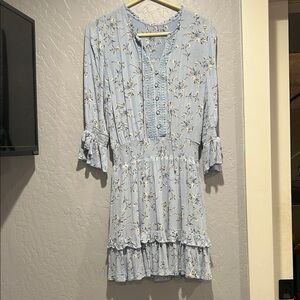 Light Blue Floral Button-Down Dress